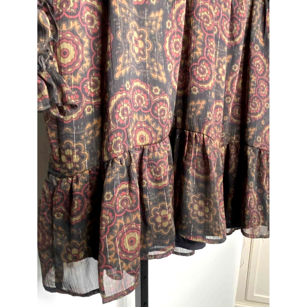 Zara women's Sheer Chiffon‎ Floral Long Sleeve Dress Size Small blouson bohemian - Picture 8 of 9